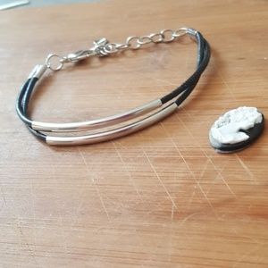 Leather and silver braclet